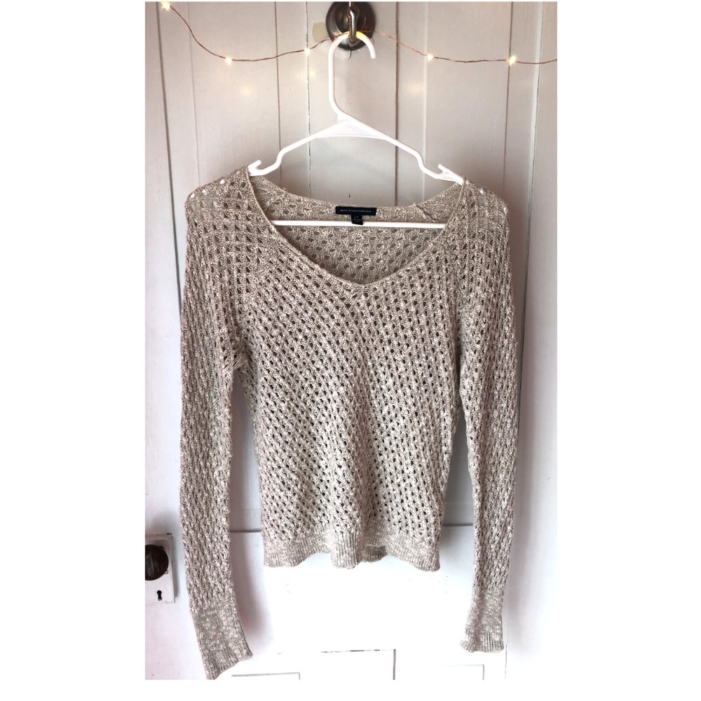 American Eagle Loose-Knit Beige Sweater